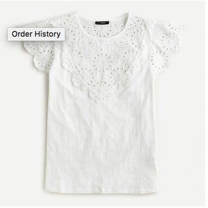 NWT J. Crew Eyelet Flutter-Sleeve T-shirt
